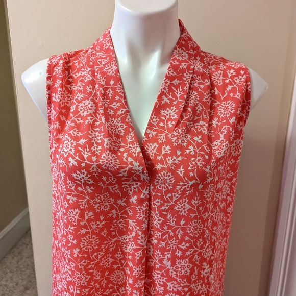Adrianna Papell pink with white print flowy tank top size Large - Picture 4 of 8